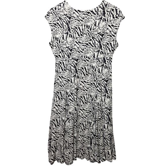 Talbots Petites MP Black & White Abstract Brushstroke Print Fit & Flare Dress - Picture 4 of 6